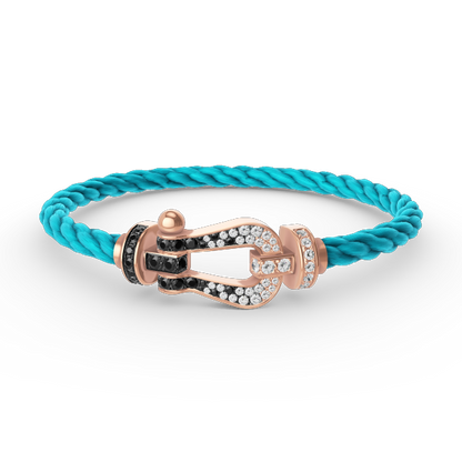 [Limara]FORCE LARGE HORSESHOE BLACK & WHITE DIAMOND BRACELET - ROSE GOLD