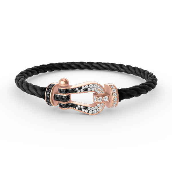 [Limara]FORCE LARGE HORSESHOE BLACK & WHITE DIAMOND BRACELET - ROSE GOLD