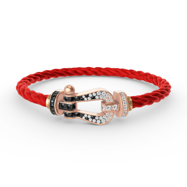 [Limara]FORCE LARGE HORSESHOE BLACK & WHITE DIAMOND BRACELET - ROSE GOLD