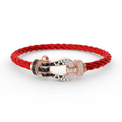 [Limara]FORCE LARGE HORSESHOE BLACK & WHITE DIAMOND BRACELET - ROSE GOLD