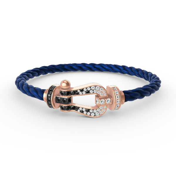 [Limara]FORCE LARGE HORSESHOE BLACK & WHITE DIAMOND BRACELET - ROSE GOLD