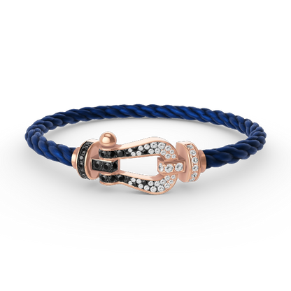 [Limara]FORCE LARGE HORSESHOE BLACK & WHITE DIAMOND BRACELET - ROSE GOLD