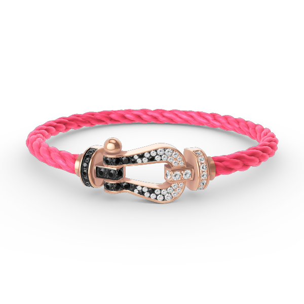 [Limara]FORCE LARGE HORSESHOE BLACK & WHITE DIAMOND BRACELET - ROSE GOLD