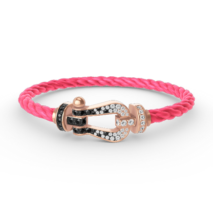 [Limara]FORCE LARGE HORSESHOE BLACK & WHITE DIAMOND BRACELET - ROSE GOLD