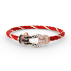 [Limara]FORCE LARGE HORSESHOE BLACK & WHITE DIAMOND BRACELET - ROSE GOLD