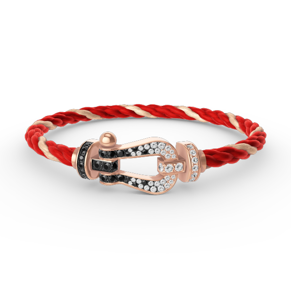 [Limara]FORCE LARGE HORSESHOE BLACK & WHITE DIAMOND BRACELET - ROSE GOLD