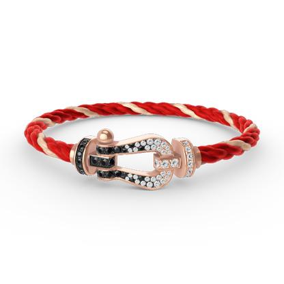 [Limara]FORCE LARGE HORSESHOE BLACK & WHITE DIAMOND BRACELET - ROSE GOLD