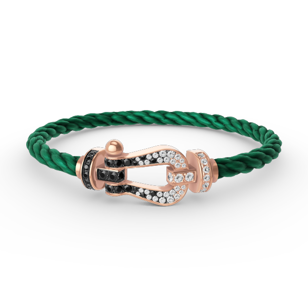 [Limara]FORCE LARGE HORSESHOE BLACK & WHITE DIAMOND BRACELET - ROSE GOLD