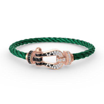 [Limara]FORCE LARGE HORSESHOE BLACK & WHITE DIAMOND BRACELET - ROSE GOLD