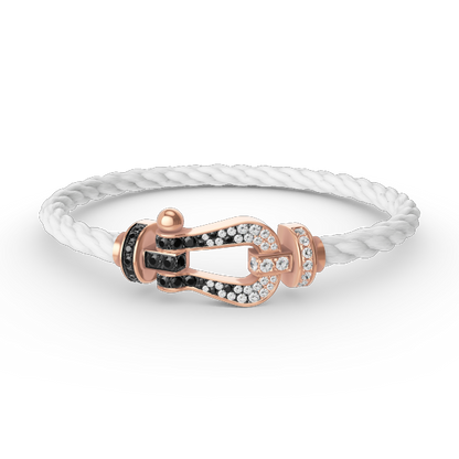 [Limara]FORCE LARGE HORSESHOE BLACK & WHITE DIAMOND BRACELET - ROSE GOLD
