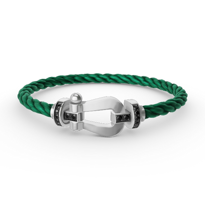 [Limara]FORCE LARGE HORSESHOE BLACK DIAMOND BRACELET - WHITE GOLD
