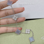 [Limara]LUCKY CLOVER 5-MOTIF BRACELET - PURPLE CHALCEDONY COLLECTION