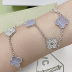 [Limara]LUCKY CLOVER 5-MOTIF BRACELET - PURPLE CHALCEDONY COLLECTION