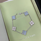 [Limara]LUCKY CLOVER 5-MOTIF BRACELET - PURPLE CHALCEDONY COLLECTION