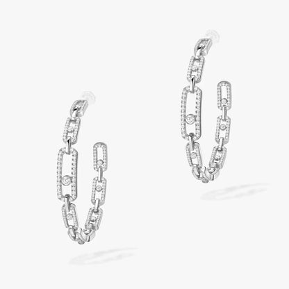 [Limara]MOVE LINK KINETIC DIAMOND HOOP EARRINGS