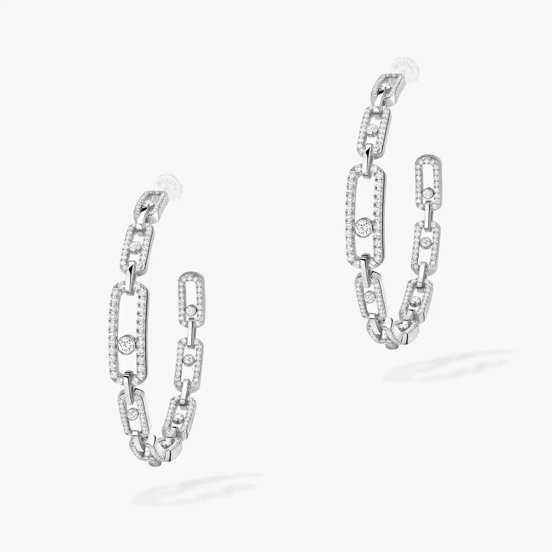 [[Limara]Move Link Diamond Hoop Earrings