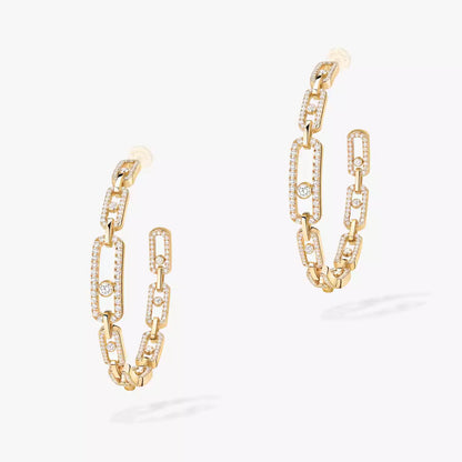 [Limara]MOVE LINK KINETIC DIAMOND HOOP EARRINGS