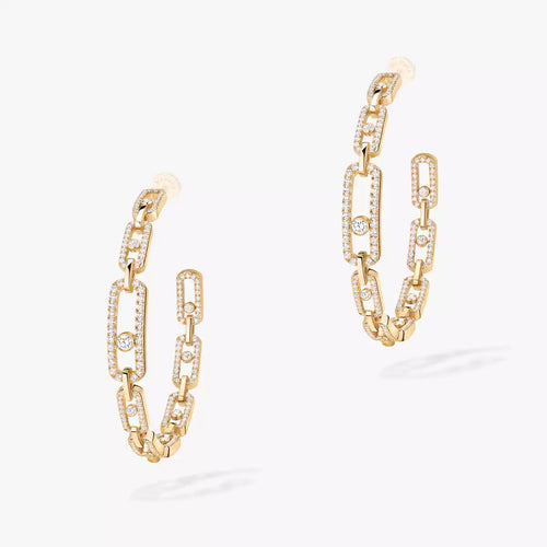 [Limara]MOVE LINK KINETIC DIAMOND HOOP EARRINGS