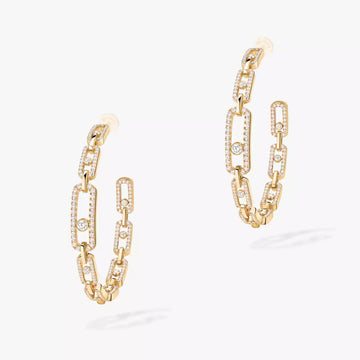 [[Limara]Move Link Diamond Hoop Earrings