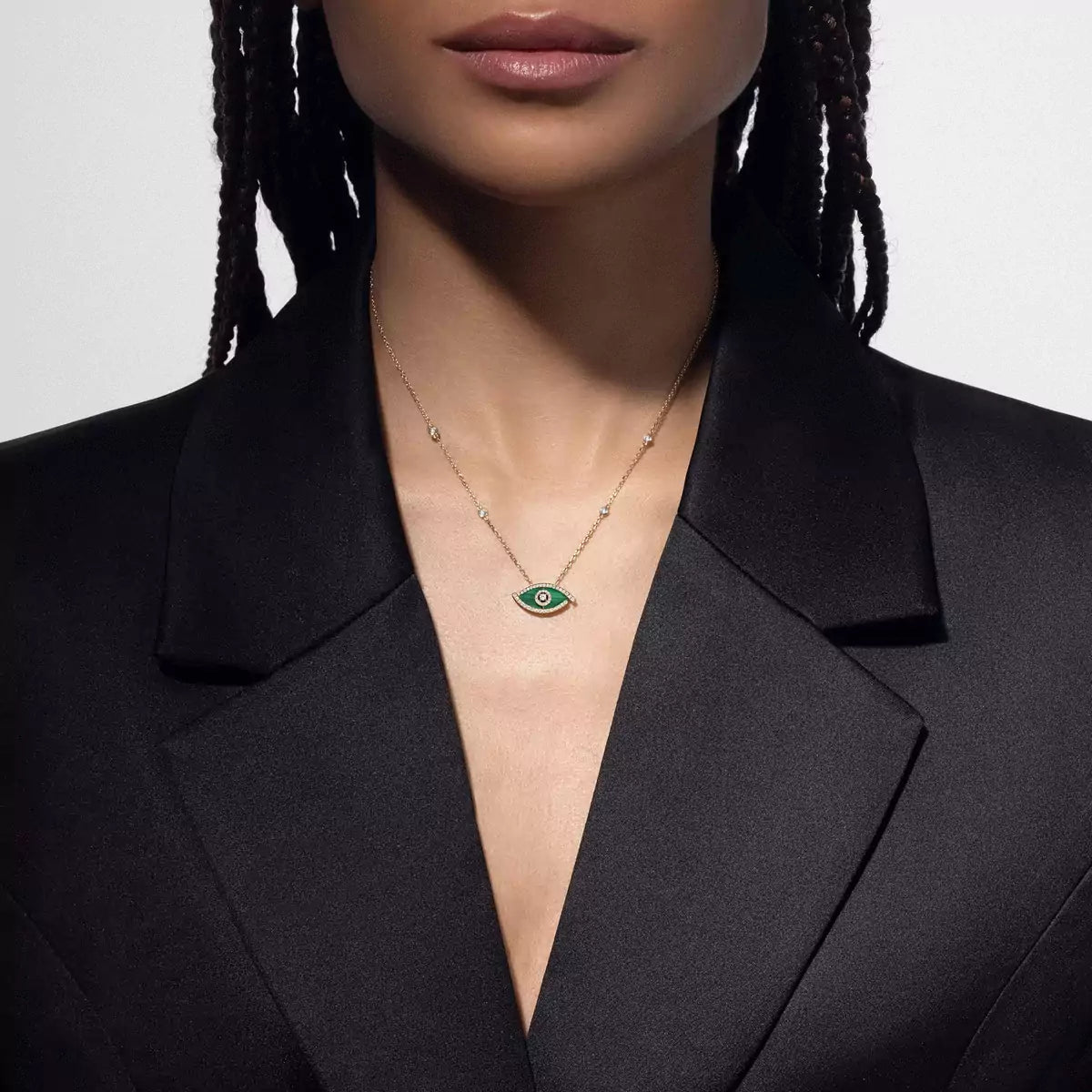 [Limara]Lucky Eye Diamond Necklace in Rose Gold and Turquoise
