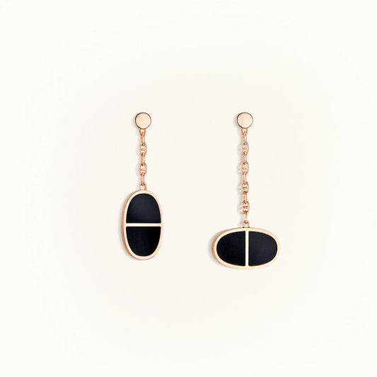 [Limara]CHAINE VERSO BLACK CERAMIC EARRINGS