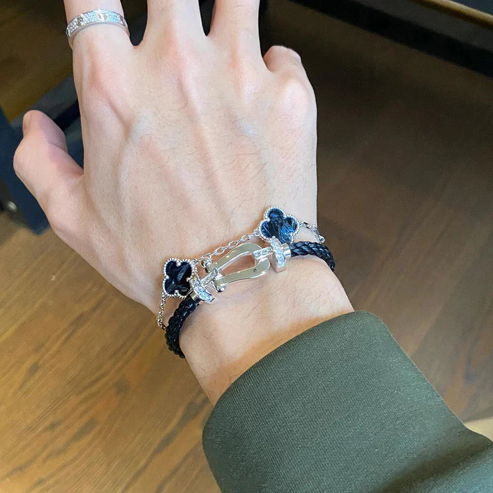 [Limara]LUCKY CLOVER 5-MOTIF BRACELET - PIETERSITE COLLECTION