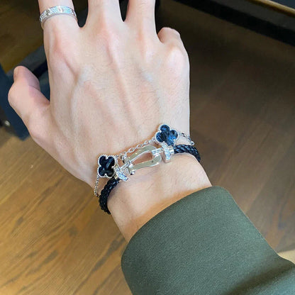 [Limara]LUCKY CLOVER 5-MOTIF BRACELET - PIETERSITE COLLECTION