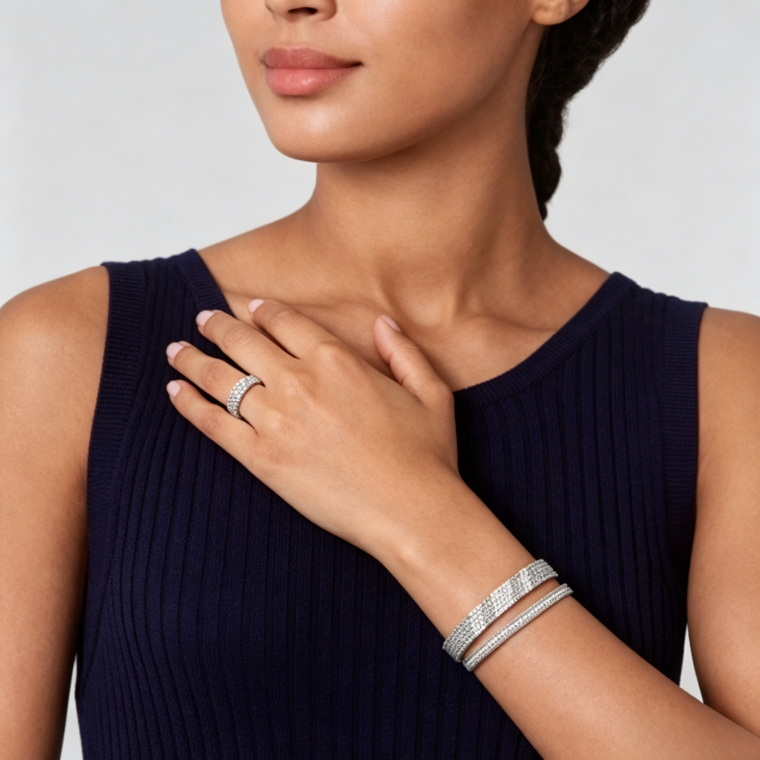 [Limara]  THREE-ROW DIAMOND RING