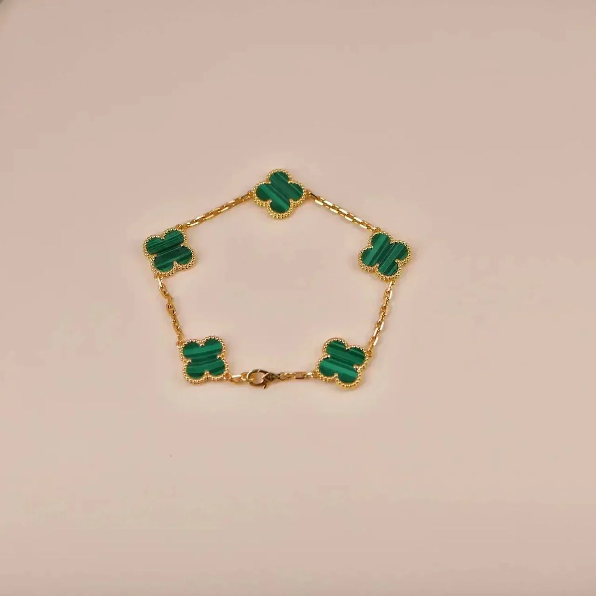 [Limara]LUCKY CLOVER 5-MOTIF BRACELET - MALACHITE COLLECTION