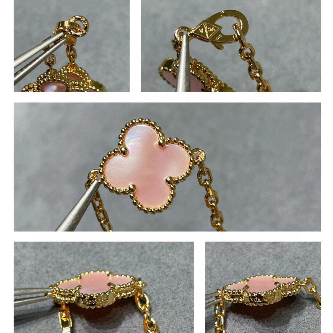 [Limara] CLOVER 10 MOTIFS PINK MOP NECKLACE