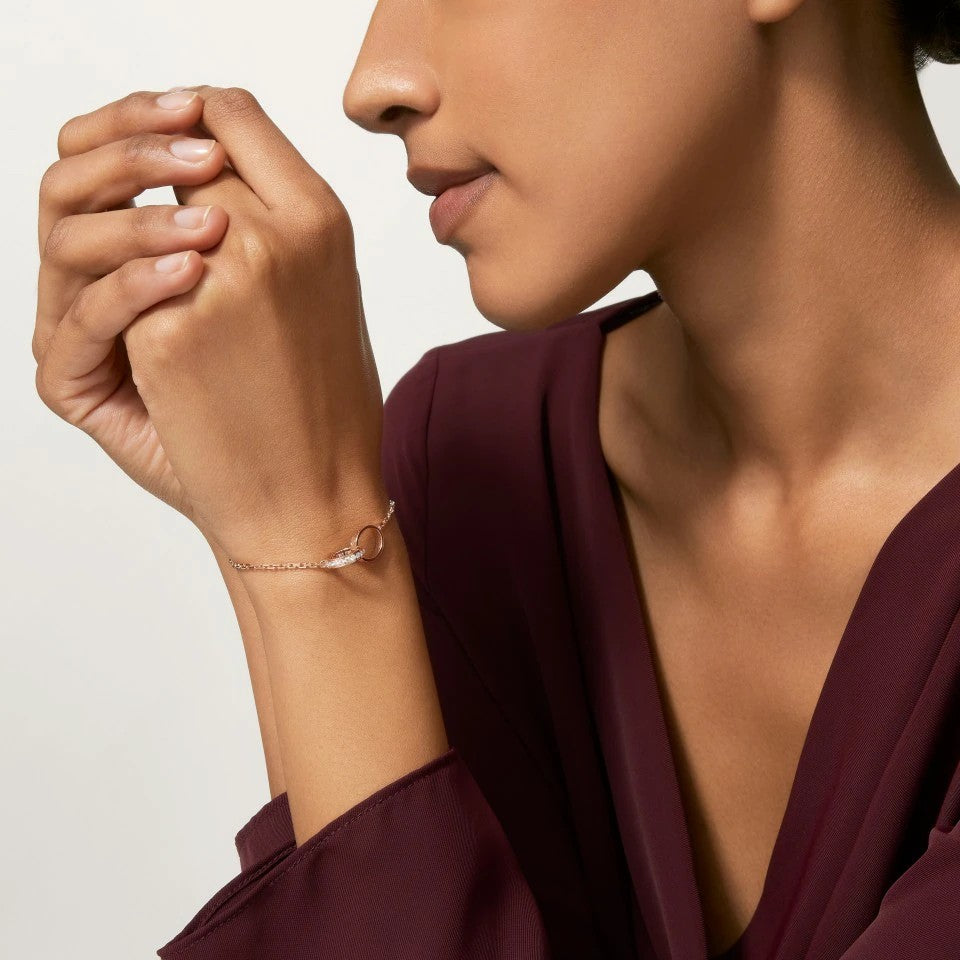 [Limara] LOVE DOUBLE RING HALF DIAMOND BRACELET