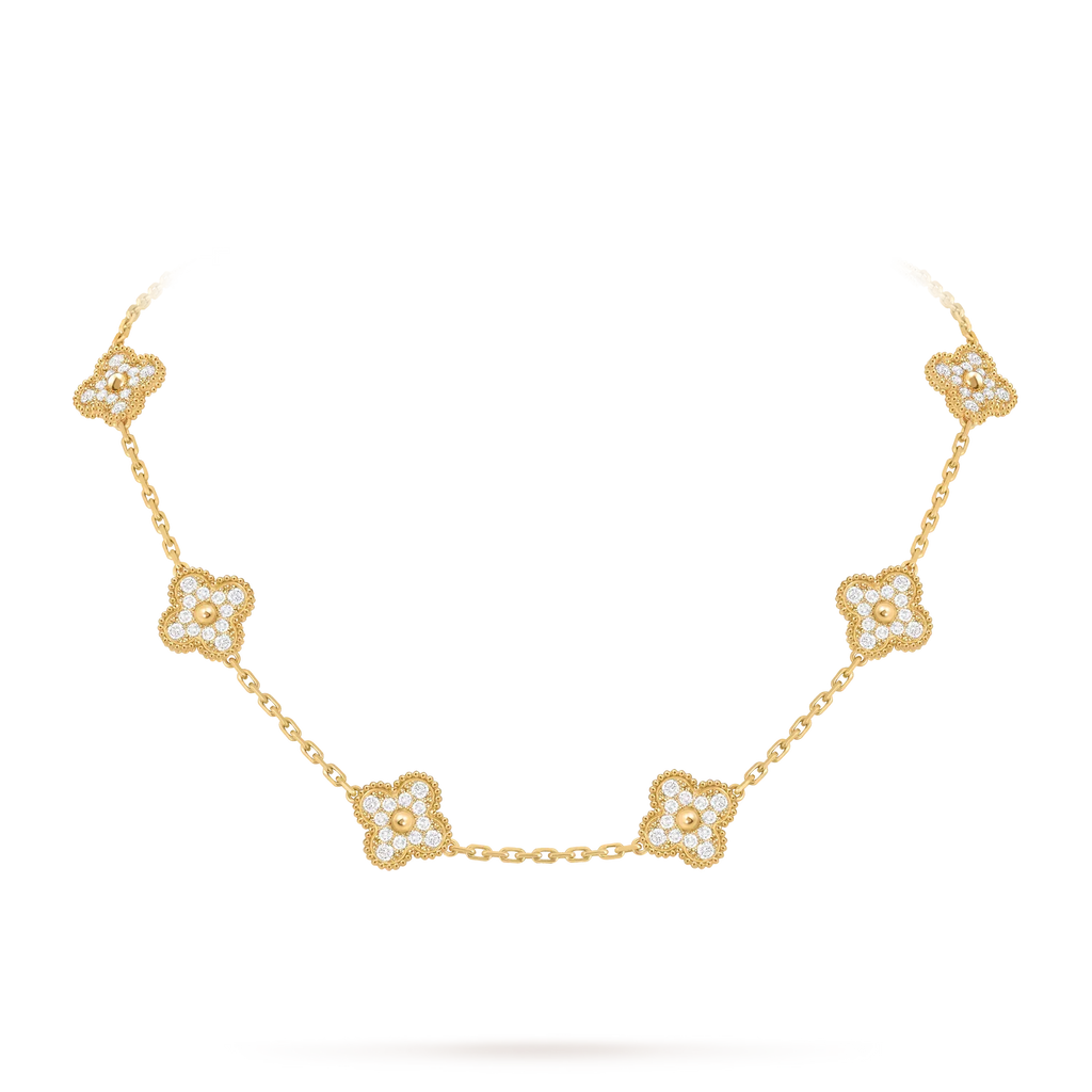 [Limara]CLASSIC LUCKY 10-MOTIF CLOVER NECKLACE GOLD COLLECTION