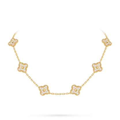 [Limara]CLASSIC LUCKY 10-MOTIF CLOVER NECKLACE GOLD COLLECTION