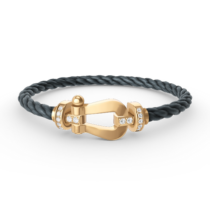 [Limara]FORCE LARGE HORSESHOE HALF DIAMOND BRACELET - GOLD