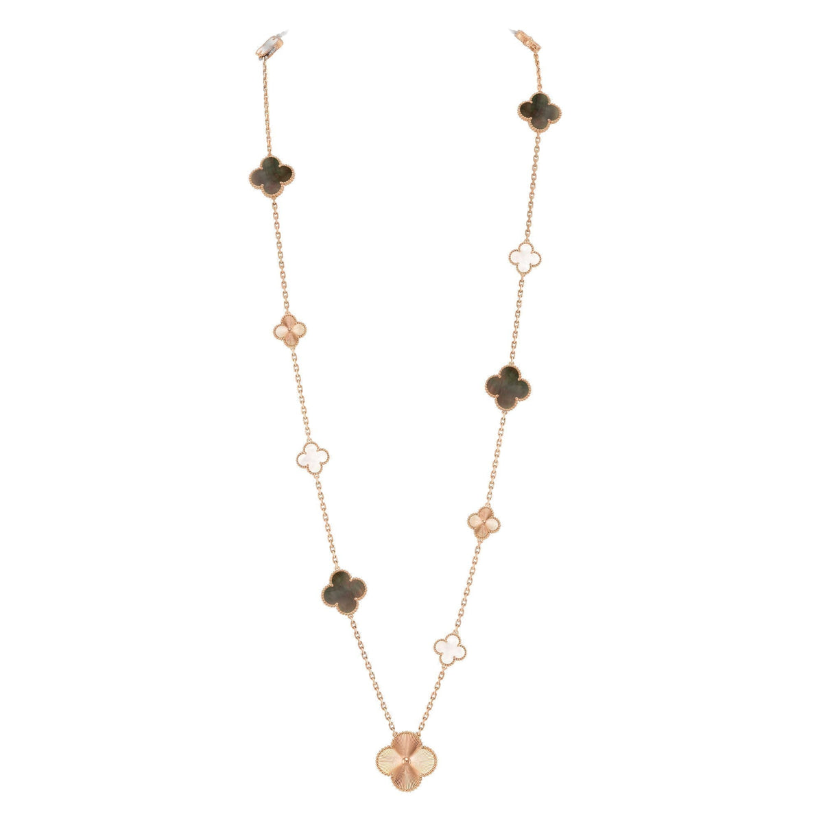 [Limara]DETACHABLE 15-MOTIF CLOVER STATEMENT SET - GREY MOTHER-OF-PEARL & LASER