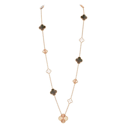 [Limara]DETACHABLE 15-MOTIF CLOVER STATEMENT SET - GREY MOTHER-OF-PEARL & LASER