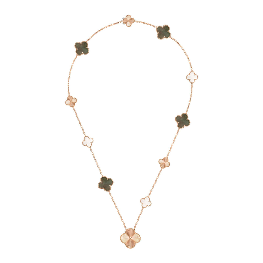 [Limara] DETACHABLE CLOVER 15(11+4) FLOWER ROSE GOLD NECKLACE SET