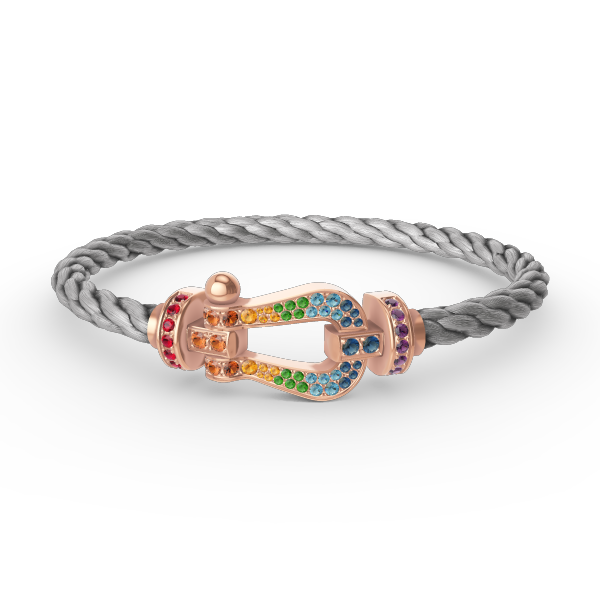 [Limara]FORCE LARGE HORSESHOE COLORED DIAMOND BRACELET - ROSE GOLD