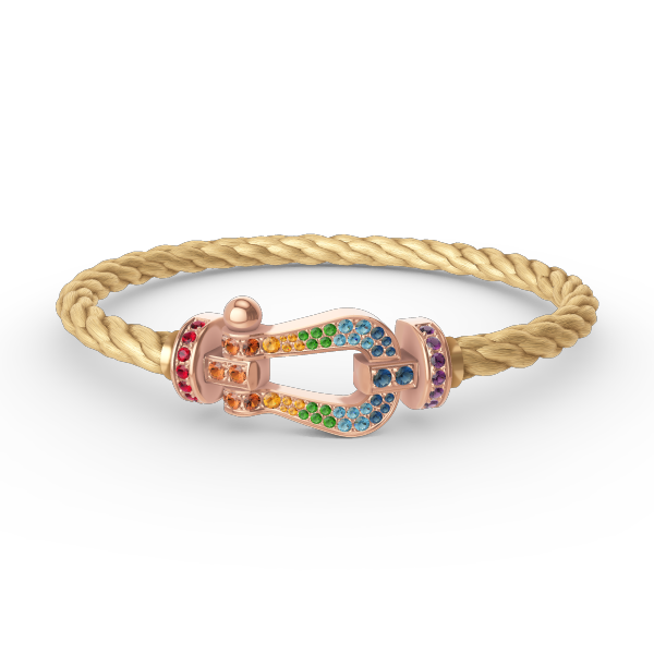 [Limara]FORCE LARGE HORSESHOE COLORED DIAMOND BRACELET - ROSE GOLD