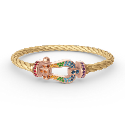[Limara]FORCE LARGE HORSESHOE COLORED DIAMOND BRACELET - ROSE GOLD