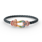[Limara]FORCE LARGE HORSESHOE COLORED DIAMOND BRACELET - ROSE GOLD