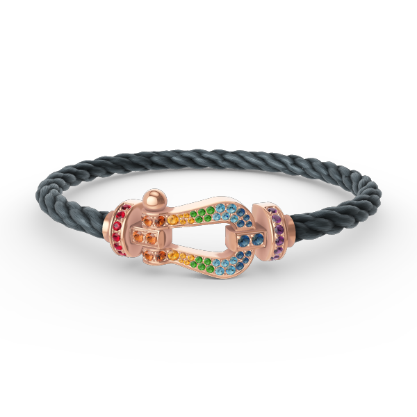 [Limara]FORCE LARGE HORSESHOE COLORED DIAMOND BRACELET - ROSE GOLD