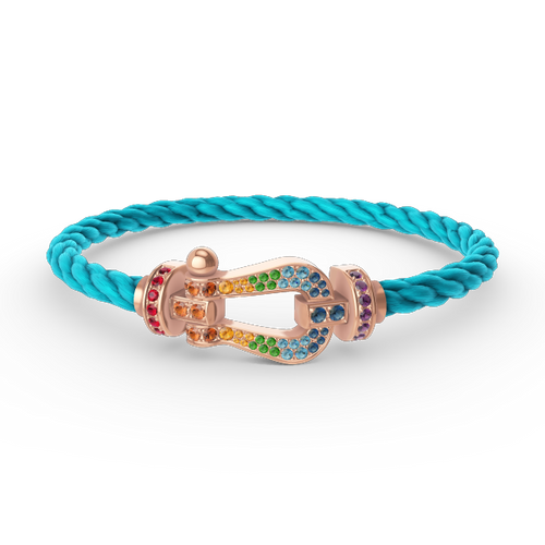 [Limara]FORCE LARGE HORSESHOE COLORED DIAMOND BRACELET - ROSE GOLD