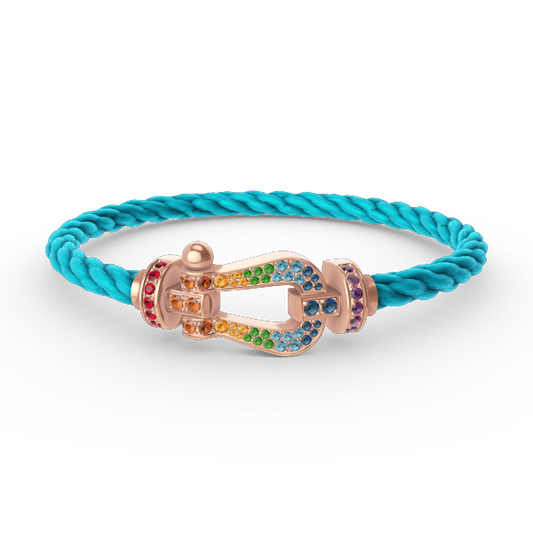 [Limara]FORCE LARGE HORSESHOE COLORED DIAMOND BRACELET - ROSE GOLD