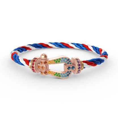 [Limara]FORCE LARGE HORSESHOE COLORED DIAMOND BRACELET - ROSE GOLD