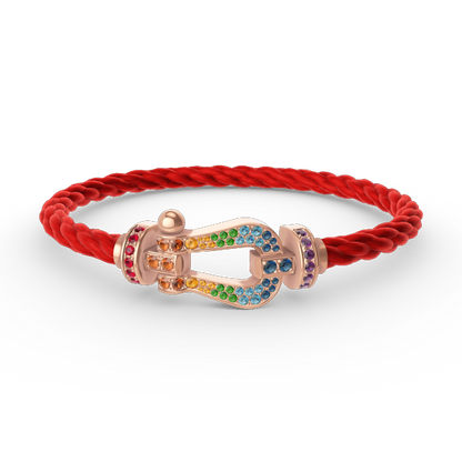 [Limara]FORCE LARGE HORSESHOE COLORED DIAMOND BRACELET - ROSE GOLD