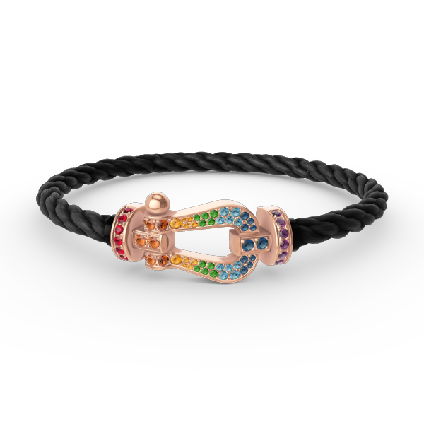 [Limara]FORCE LARGE HORSESHOE COLORED DIAMOND BRACELET - ROSE GOLD