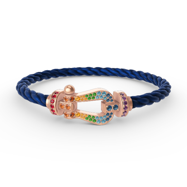 [Limara]FORCE LARGE HORSESHOE COLORED DIAMOND BRACELET - ROSE GOLD