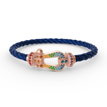 [Limara]FORCE LARGE HORSESHOE COLORED DIAMOND BRACELET - ROSE GOLD