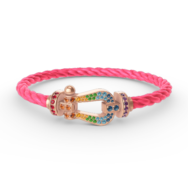 [Limara]FORCE LARGE HORSESHOE COLORED DIAMOND BRACELET - ROSE GOLD